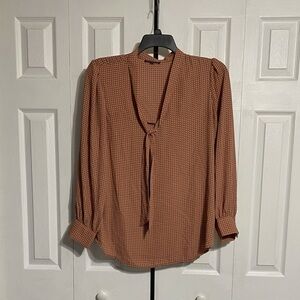 Adrianna Papell Tie Front Print Blouse size LARGE